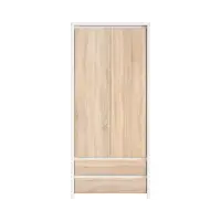 Armario de dos puertas Kaspian 90 cm con cajones blanco/roble sonoma