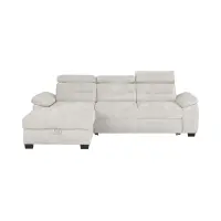 Sofá rinconera izquierda Aguda convertible con arcón beige