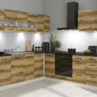 Conjunto de cocina de esquina Junona Line 220x240 roble delano con encimera