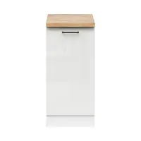 Armario de cocina inferior Junona Line 40 cm izquierda brillo tiza con encimera