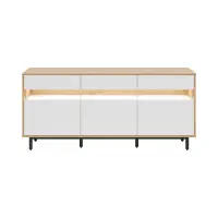 Cómoda Gap 190 cm con 3 puertas y cajones roble artisan/blanco