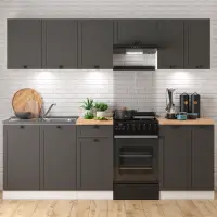 Conjunto de cocina Junona Line 230 cm grafito con encimera