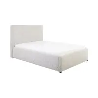 Cama tapizada Tripo 140x200 con somier y arcón beige