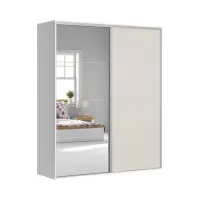 Armario de puertas correderas Flex 200 cm con espejo blanco/cachemira