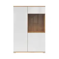Display cabinet Zele 90 cm with 2 doors artisan oak/white gloss