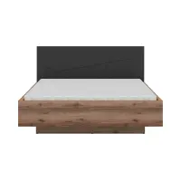 Cama Forn 160x200 con somier y contenedor roble delano oscuro/negro