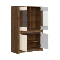 Vitrina Ruso 104 cm con 4 puertas roble april/brillo perlado