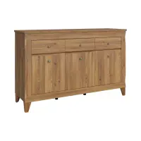 Cómoda Bergen 156 cm con 3 puertas y 3 cajones alerce sibiu dorado