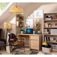 Escritorio Kaspian 120 cm con puertas y cajón roble sonoma