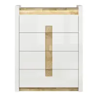 Cómoda Alameda 97 cm con 4 cajones blanco brillo/roble westminster