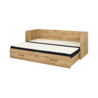 Cama extensible Tetrix roble wotan 80-160x200 con contenedor, colchón y cojines negra
