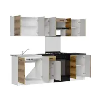 Conjunto de cocina Junona Line 240 cm roble delano claro con encimera