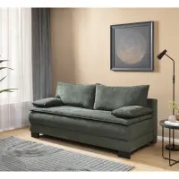Sofá de tres plazas Lindon convertible con arcón chenilla verde