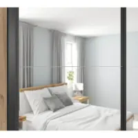 Armario corredero Tetrix 183 cm con espejo roble wotan