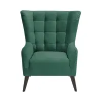 Sillón orejero Casey de terciopelo verde