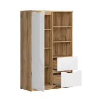 Estantería Nuis 90 cm con puertas 2 cajones y 3 estantes roble wotan