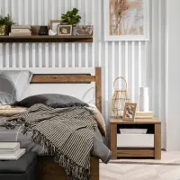 Mesita de noche Ruso 54 cm con cajón roble april/brillo perlado