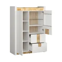 Vitrina Alameda 102 cm con 2 puertas y 2 cajones blanco brillo