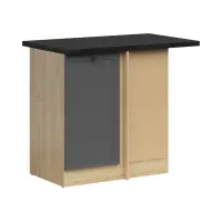 Mueble de cocina bajo de rincón Junona Line derecho grafito con encimera ocupa un rincón de 100x60 cm