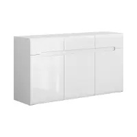 Cómoda Azteca Trio 150 cm con 3 puertas y 3 cajones blanco brillo