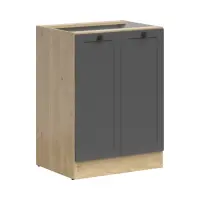Mueble bajo de cocina Junona Line 60 cm con 2 puertas roble bernstein/grafito