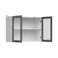 Armario de cocina superior Junona Line 80 cm de dos puertas con vitrina grafito