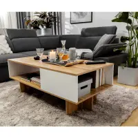 Coffee table Zele 120x60 with shelf wotan oak/white gloss