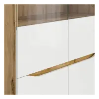 Vitrina Nuis 90 cm con 4 puertas roble wotan/blanco brillo