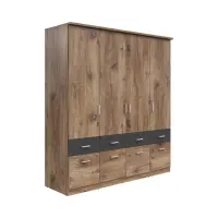 Armario de cuatro puertas Brando-4 181 cm con cajones roble flagstaff oscuro