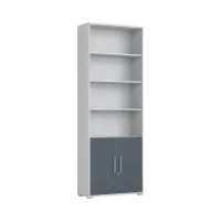 Estantería Office Lux 79 cm con 2 puertas y 4 estantes gris claro