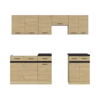 Zestaw kuchenny Junona Line 230 cm dąb bernstein z blatem