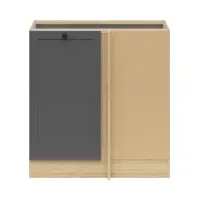 Armario bajo de cocina de rincón Junona Line derecho roble bernstein/grafito ocupa rincón 100x60 cm