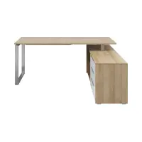 Угловой стол Nevada 158x184x76  см с 3 ящиками и полкой дуб ривьера