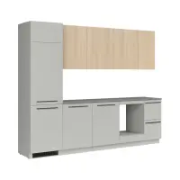 Conjunto de cocina Milino Medium A 285 cm gris/roble con encimera