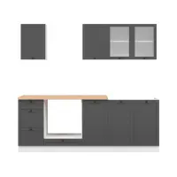 Conjunto de cocina Junona Line 220 cm grafito con encimera