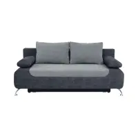 Sofá de tres plazas Daria III convertible con arcón de terciopelo gris