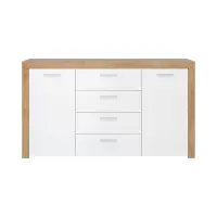 Cómoda Balder 155 cm con 2 puertas y 4 cajones roble riviera/blanco brillo