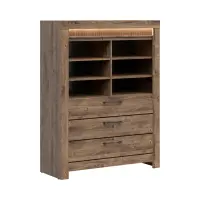 Estantería Torin 114 cm con 3 cajones y 6 estantes roble ribbeck marrón