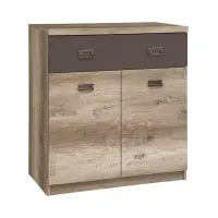 Cómoda Malcolm 80 cm con 2 puertas y un cajón roble canyon monument/gris tungsteno/roble canyon monument estampado