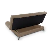 Sofá cama de tres plazas Viola con arcón marrón