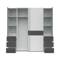 Armario de puertas correderas Fabio 215 cm con cajones blanco/grafito