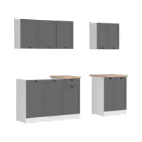 Conjunto de cocina Junona Line A 180 cm grafito con encimera