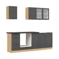 Conjunto de cocina Junona Line 220 cm grafito con encimera