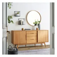 Espejo de pared con marco Circle 80 cm redondo marrón