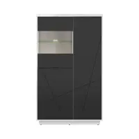 Vitrina Forn 94 cm con 3 puertas blanco brillo/negro mate