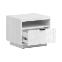 Mesita de noche Forn 50 cm con cajón blanco alto brillo
