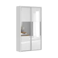 Armario de puertas correderas Flex 120 cm con espejo blanco brillo