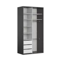 Armario de puertas correderas Flex 120 cm grafito/negro brillo