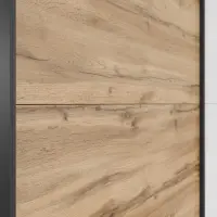 Armario de puertas correderas Tetrix 183 cm blanco brillo/roble wotan