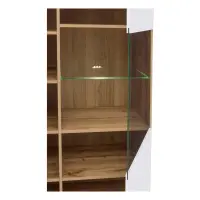 Vitrina Zele 90 cm con 2 puertas roble wotan/blanco brillo